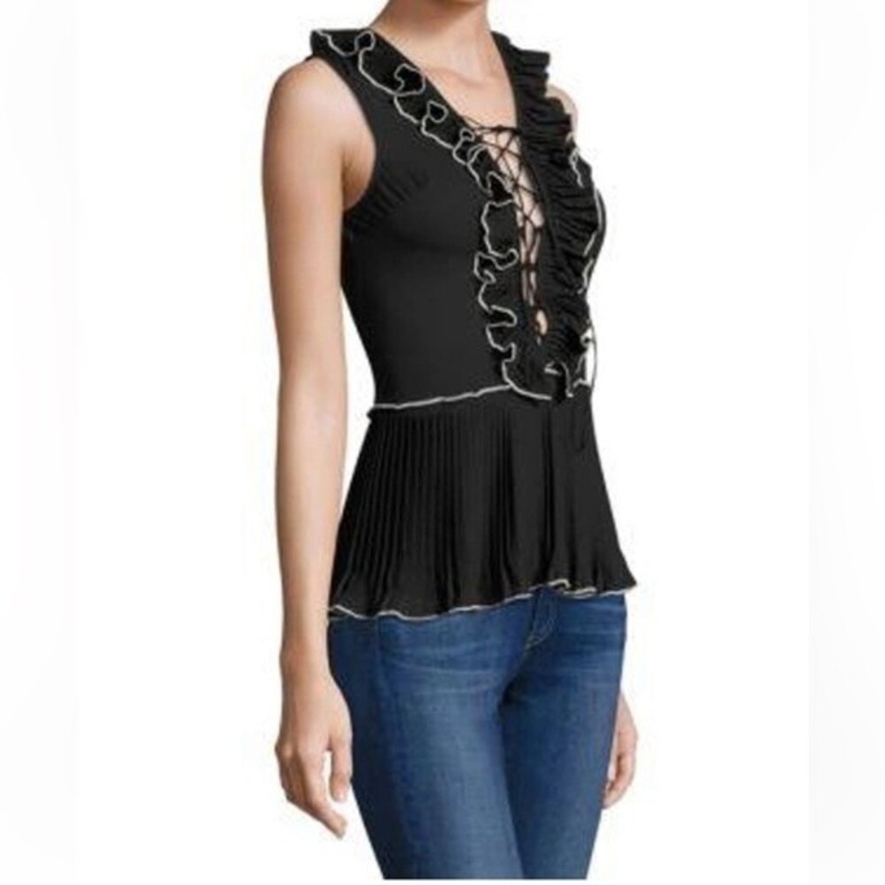 DELFI Collective at Anthropologie Ella Ruffle Lace Up Black w/White Trim Size XS